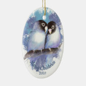 Custom Dating Christmas Love Bird Couple Keramik Ornament (Rechts)
