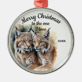 Custom Dating Christmas Lynx Wild Cats One I Liebe Ornament Aus Metall (Vorne)