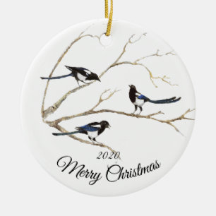 Custom Dating Christmas Neugieriger Magpie Garden Keramik Ornament