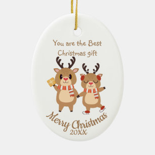 Custom Dating Christmas Niedlich Rentiers Friends Keramik Ornament
