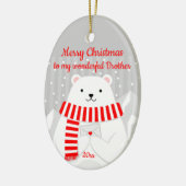 Custom Dating Christmas Polar Bär Niedlich Brother Keramik Ornament (Links)