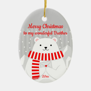 Custom Dating Christmas Polar Bär Niedlich Brother Keramik Ornament