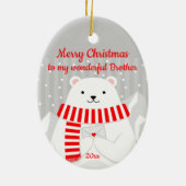 Custom Dating Christmas Polar Bär Niedlich Brother Keramik Ornament (Hinten)