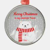 Custom Dating Christmas Polar Bär Niedlich Friend Ornament Aus Metall (Vorne)
