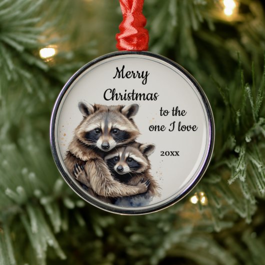 Custom Dating Christmas Raccoon One I Liebe Ornament Aus Metall (Baum)