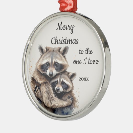 Custom Dating Christmas Raccoon One I Liebe Ornament Aus Metall (Links)