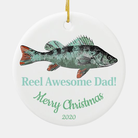 Custom Dating Christmas Reel Phantastischer Vater  Keramikornament (Hinten)