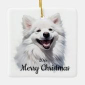 Custom Dating Christmas Samoyed Dog Pet Keramikornament (Vorderseite)