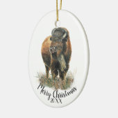 Custom Dating Christmas Wassercolor Bison Buffalo Keramik Ornament (Links)