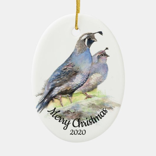 Custom Dating Christmas Wasserfarbe California Qua Keramikornament (Vorne)