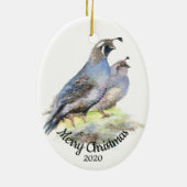 Custom Dating Christmas Wasserfarbe California Qua Keramikornament (Hinten)