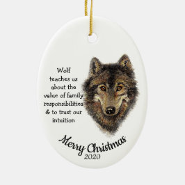 Custom Dating Christmas Wasserfarbe Wolf Totem Kun Keramik Ornament