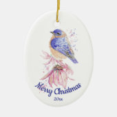 Custom Dating Christmas Watercolor Bluebird Bird Keramik Ornament (Vorne)