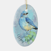 Custom Dating Christmas Watercolor Bluebird Bird Keramik Ornament (Rechts)