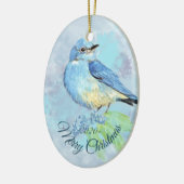 Custom Dating Christmas Watercolor Bluebird Bird Keramik Ornament (Links)