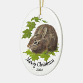 Custom Dating Christmas Watercolor Bunny Rabbit Keramik Ornament (Links)