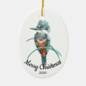 Custom Dating Christmas Watercolor Kingfisher Bird Keramikornament (Vorne)