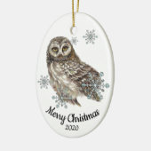 Custom Dating Christmas Watercolor Owl Bird Snow Keramikornament (Links)