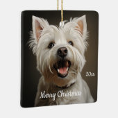 Custom Dating Christmas West Highland Terrier Keramikornament (Rechts)
