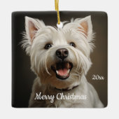 Custom Dating Christmas West Highland Terrier Keramikornament (Vorderseite)