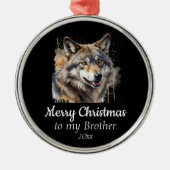 Custom Dating Christmas Wolf Animal Brother Ornament Aus Metall (Vorne)