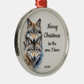 Custom Dating Christmas Wolf One I Liebe Ornament Aus Metall (Rechts)