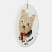 Custom Dating Christmas Yorkshire Terrier Dog Pet Keramikornament (Rechts)