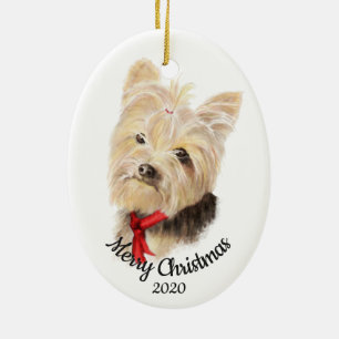 Custom Dating Christmas Yorkshire Terrier Dog Pet Keramikornament