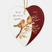 Custom Dating "First Christmas together" Bird Pair Keramik Ornament (Links)