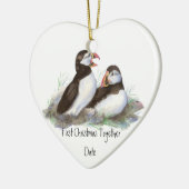 Custom Dating First Christmas Together Puffins Bir Keramik Ornament (Links)