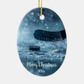 Custom Dating Ice Hockey Player Weihnachten Keramik Ornament (Hinten)