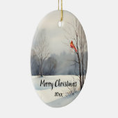 Custom Dating Kardinal Red Bird Weihnachten Keramik Ornament (Rechts)