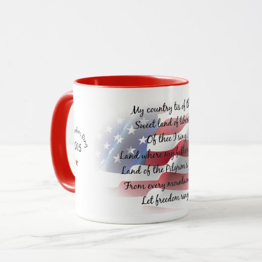 Custom Dating Patriotic USA Beverage Tasse (Vorderseite Links)