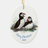 Custom Dating Puffin Ocean Bird Keramik Ornament (Hinten)