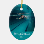 Custom Dating Schwimmen Schwimmer Schwimmen Weihna Keramik Ornament (Vorne)