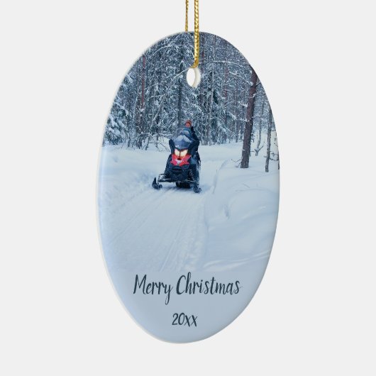 Custom Dating Skidoo Snow Mobile Winter Keramik Ornament (Rechts)
