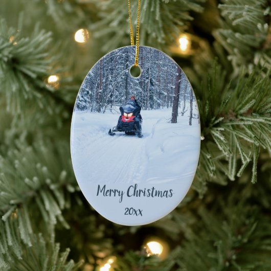 Custom Dating Skidoo Snow Mobile Winter Keramik Ornament (Baum)