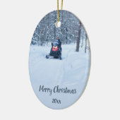 Custom Dating Skidoo Snow Mobile Winter Keramik Ornament (Links)
