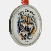 Custom Dating Weihnachts Wolf Eltern Bruder Ornament Aus Metall (Rechts)