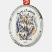 Custom Dating Weihnachts Wolf Eltern Bruder Ornament Aus Metall (Links)