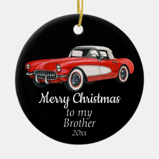 Custom Dating Weihnachtsmann Autos Bruder Keramik Ornament (Vorne)
