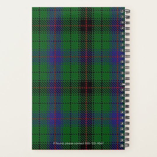 Custom Davidson Scottish Clan Castle Tartan Weekly Planer (Rückseite)