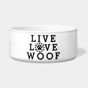 CUstom Decorated dog Food Bowl, "Live Liebe Woof" Napf