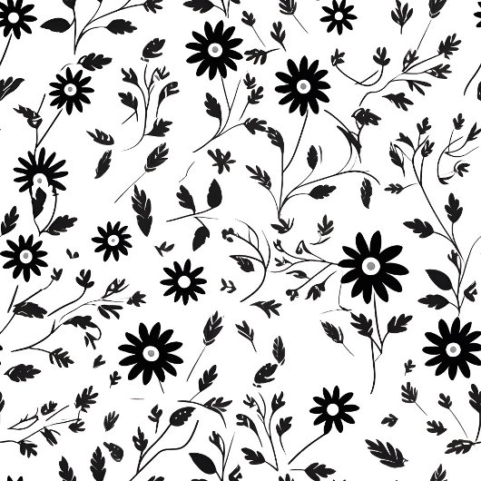 Custom Decorative Blanket Black White Wildflowers Fleecedecke