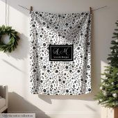 Custom Decorative Blanket Black White Wildflowers Fleecedecke