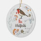 Custom Decorative Robin Botanische Weihnachten Keramik Ornament (Links)