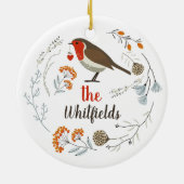 Custom Decorative Robin Botanische Weihnachten Keramik Ornament (Hinten)