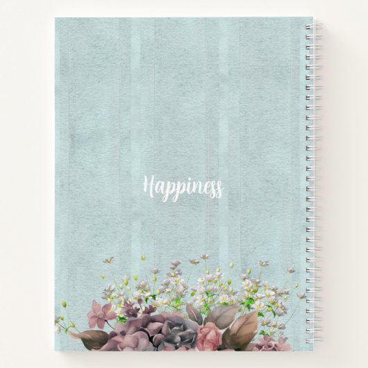 Custom decoratived botanical retro logo Blue Notizblock (Rückseite)