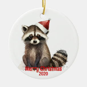 Custom Ded Vintage Weihnachten Wasserfarben Raccoo Keramik Ornament