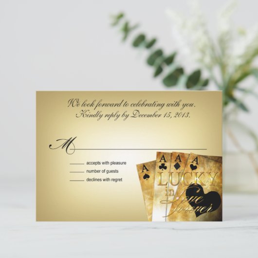 ::CUSTOM: Dee & Jon Las Vegas UAWG 5x3.5 RSVP Karte (Stehend Vorderseite)